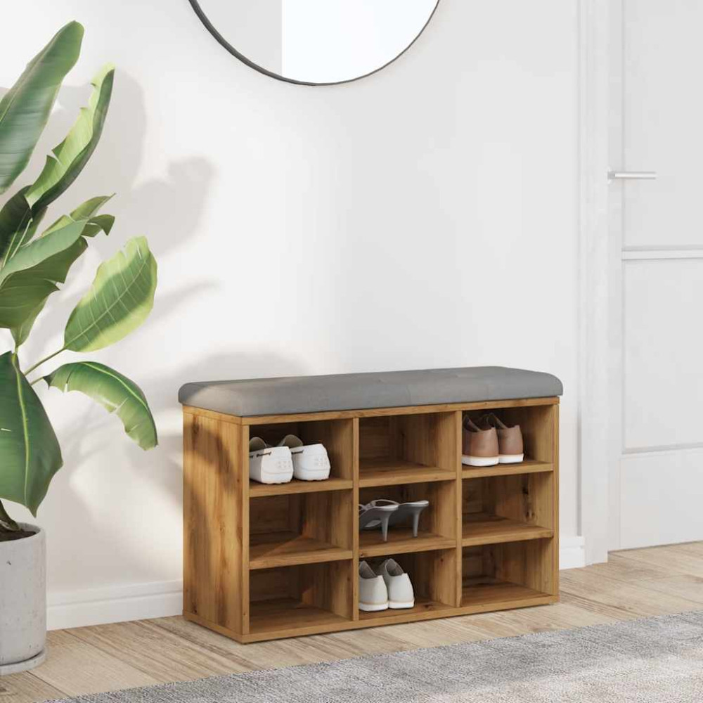 Produktbild för Skobänk hantverksmässig ek 82x32x50 cm konstruerat trä