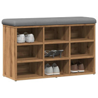 Produktbild för Skobänk hantverksmässig ek 82x32x50 cm konstruerat trä