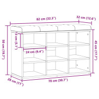 Produktbild för Skobänk hantverksmässig ek 82x32x50 cm konstruerat trä