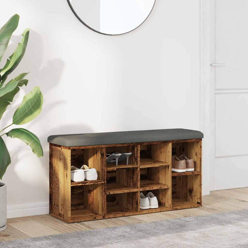 Produktbild för Skobänk gammalt trä 102x32x50 cm konstruerat trä
