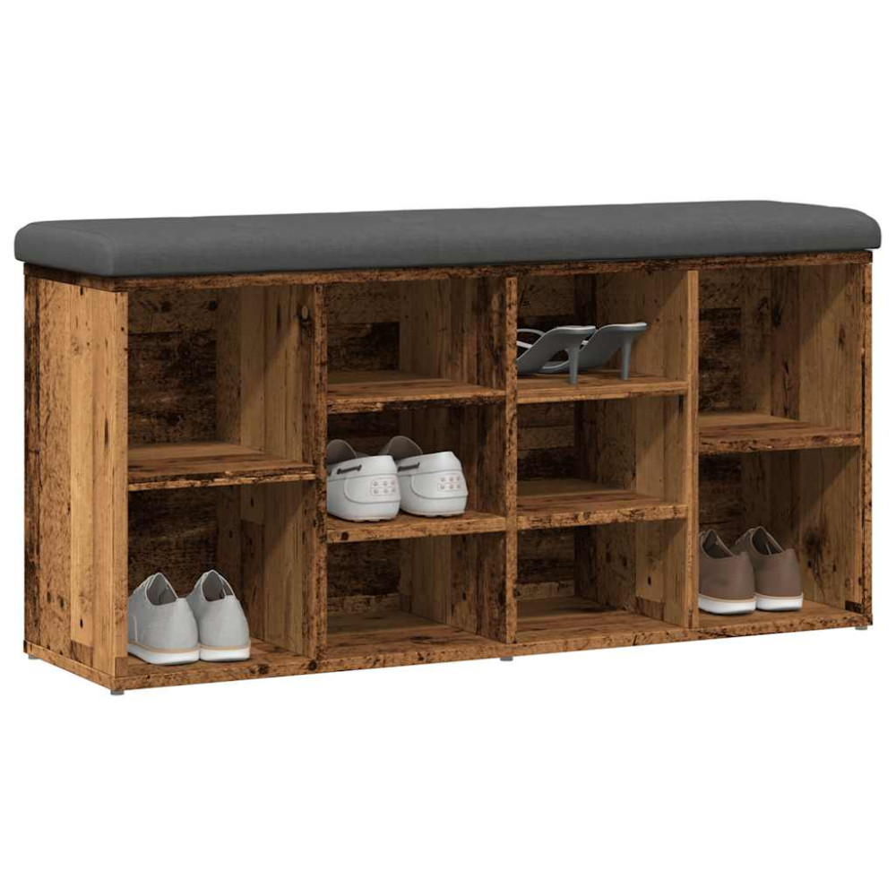 Produktbild för Skobänk gammalt trä 102x32x50 cm konstruerat trä