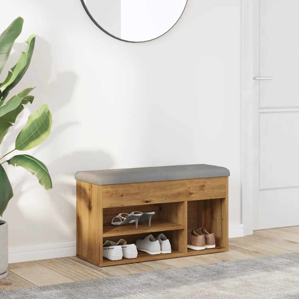 Produktbild för Skobänk hantverksmässig ek 82x32x45,5 cm konstruerat trä