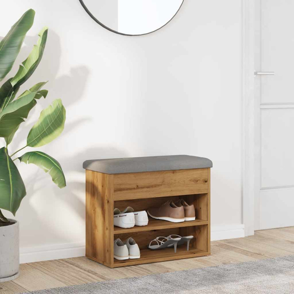 Produktbild för Skobänk hantverksmässig ek 62x32x50 cm konstruerat trä