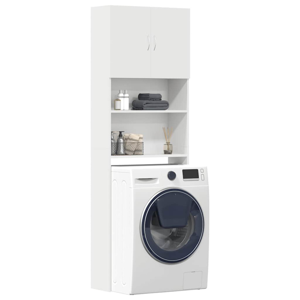 Produktbild för Tvättmaskinsskåp vit 64x24x190 cm konstruerat trä