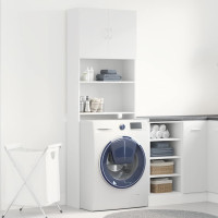 Produktbild för Tvättmaskinsskåp vit 64x24x190 cm konstruerat trä