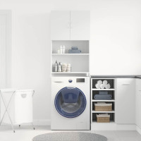 Produktbild för Tvättmaskinsskåp vit 64x24x190 cm konstruerat trä