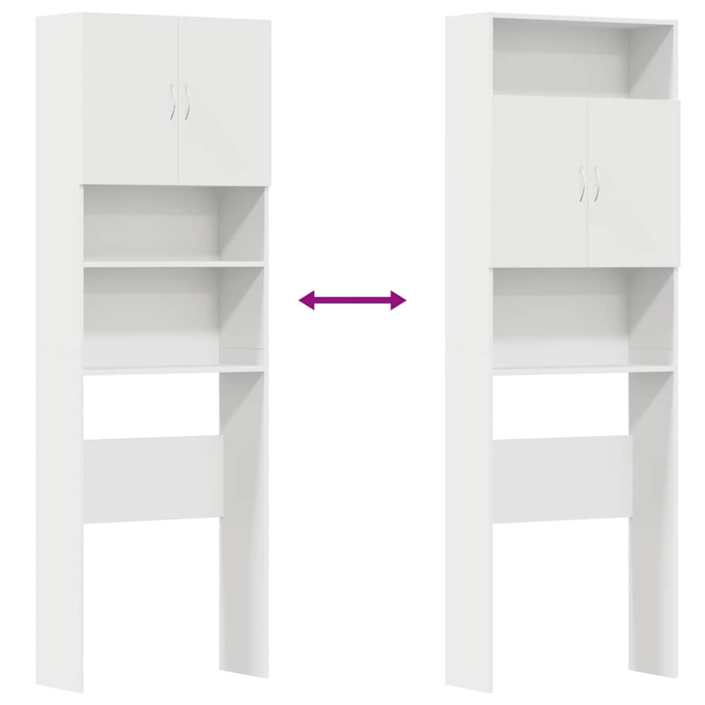 Produktbild för Tvättmaskinsskåp vit 64x24x190 cm konstruerat trä