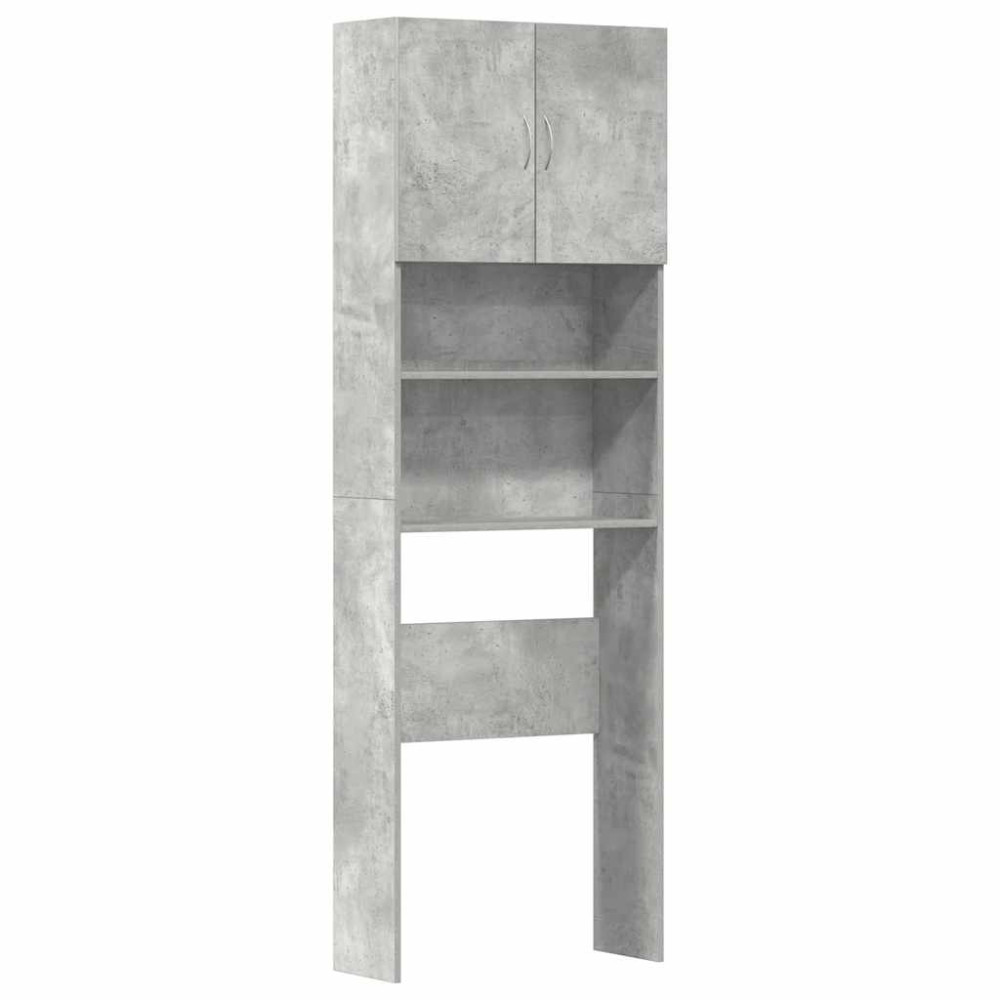 Produktbild för Tvättmaskinsskåp betonggrå 64x24x190 cm konstruerat trä