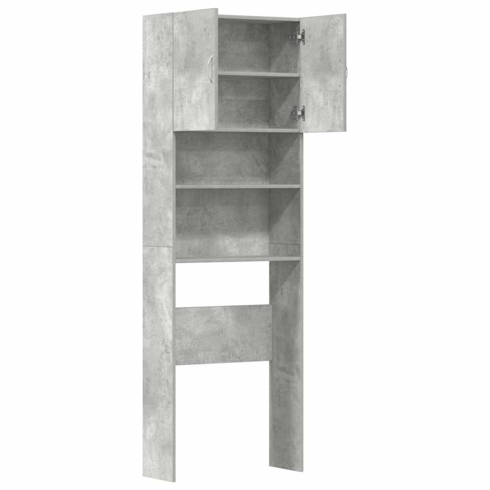 Produktbild för Tvättmaskinsskåp betonggrå 64x24x190 cm konstruerat trä