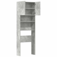 Produktbild för Tvättmaskinsskåp betonggrå 64x24x190 cm konstruerat trä