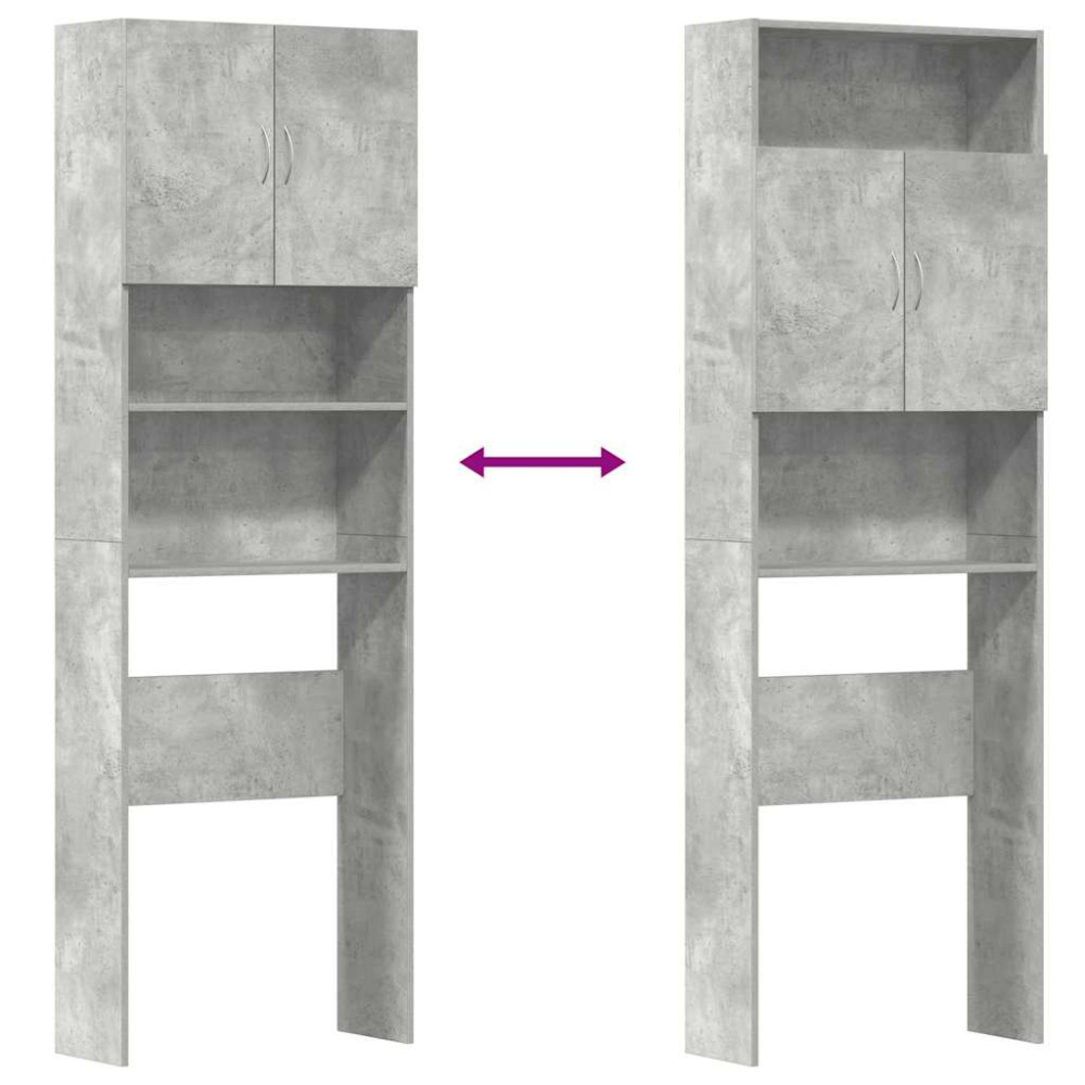 Produktbild för Tvättmaskinsskåp betonggrå 64x24x190 cm konstruerat trä