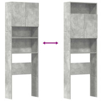 Produktbild för Tvättmaskinsskåp betonggrå 64x24x190 cm konstruerat trä