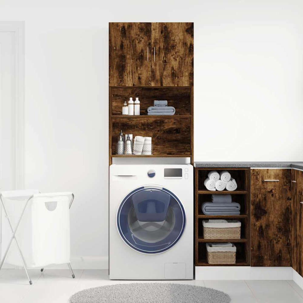 Produktbild för Tvättmaskinsskåp rökt ek 64x24x190 cm konstruerat trä