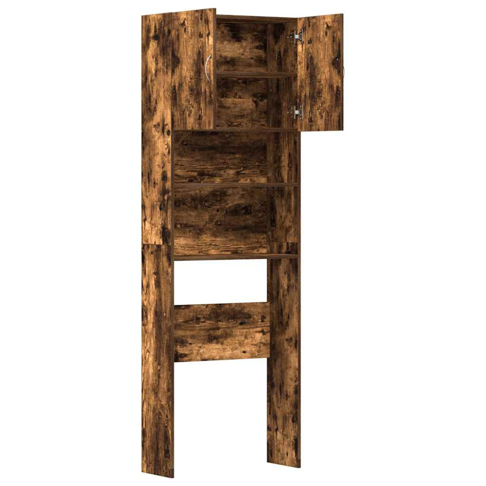Produktbild för Tvättmaskinsskåp rökt ek 64x24x190 cm konstruerat trä