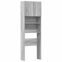 Produktbild för Tvättmaskinsskåp grå sonoma 64x24x190 cm konstruerat trä