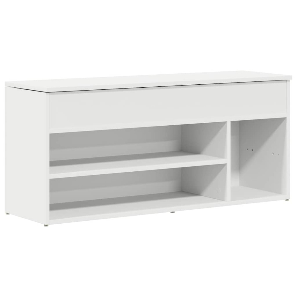 Produktbild för Skobänk vit 102x30,5x45 cm konstruerat trä