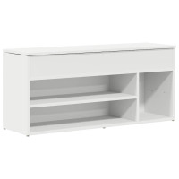 Produktbild för Skobänk vit 102x30,5x45 cm konstruerat trä