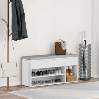 Produktbild för Skobänk vit 102x30,5x45 cm konstruerat trä