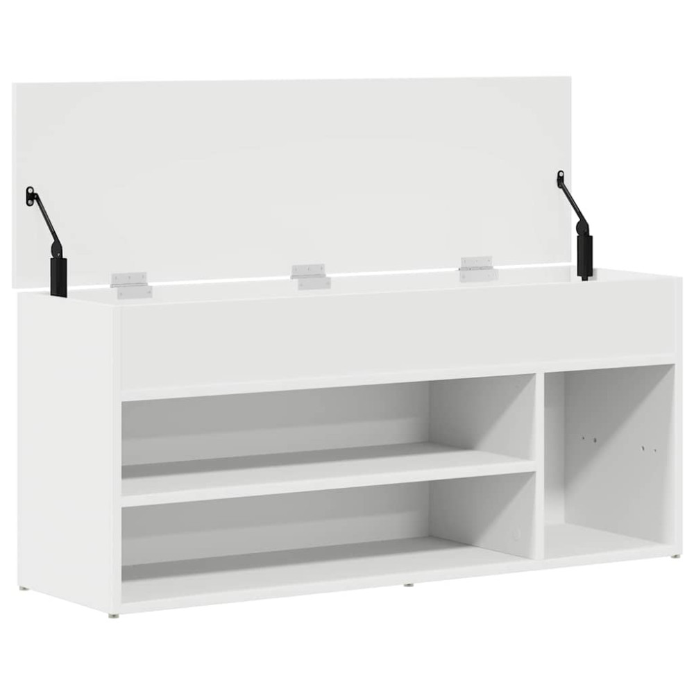 Produktbild för Skobänk vit 102x30,5x45 cm konstruerat trä