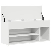 Produktbild för Skobänk vit 102x30,5x45 cm konstruerat trä