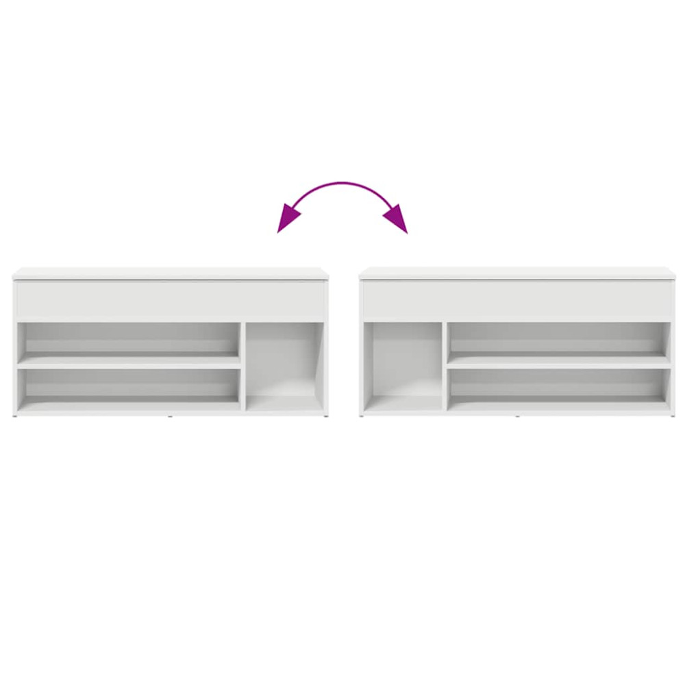 Produktbild för Skobänk vit 102x30,5x45 cm konstruerat trä