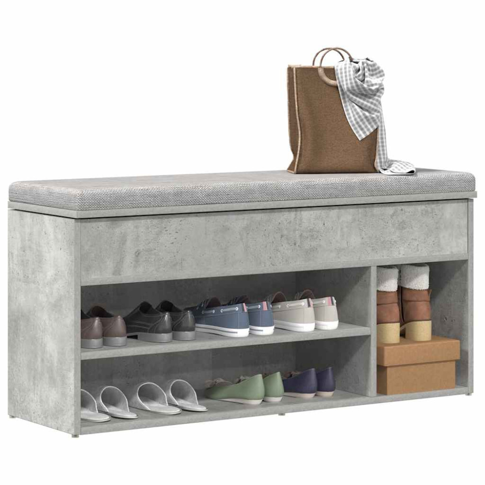 Produktbild för Skobänk betonggrå 102x30,5x45 cm konstruerat trä