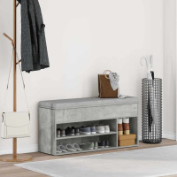 Produktbild för Skobänk betonggrå 102x30,5x45 cm konstruerat trä