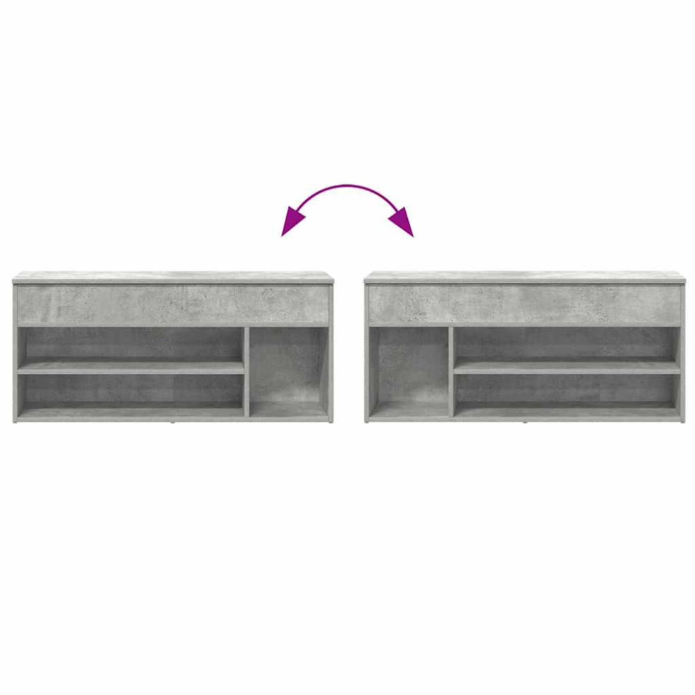 Produktbild för Skobänk betonggrå 102x30,5x45 cm konstruerat trä