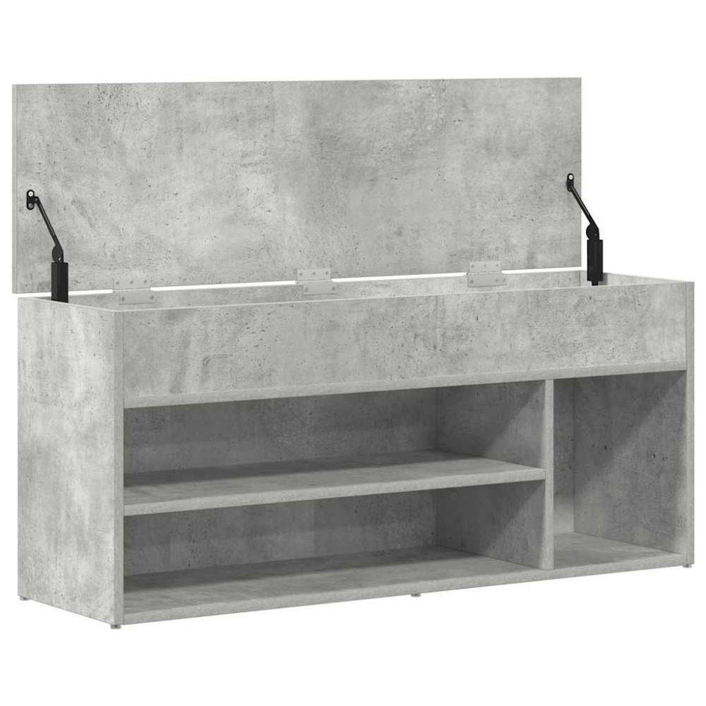 Produktbild för Skobänk betonggrå 102x30,5x45 cm konstruerat trä