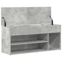 Produktbild för Skobänk betonggrå 102x30,5x45 cm konstruerat trä