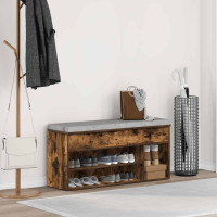Produktbild för Skobänk rökt ek 102x30,5x45 cm konstruerat trä