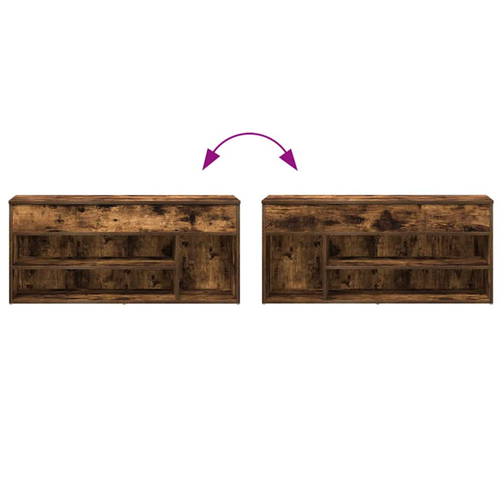 Produktbild för Skobänk rökt ek 102x30,5x45 cm konstruerat trä