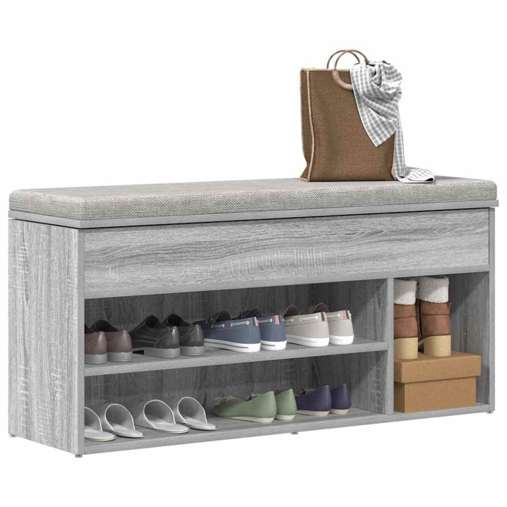 Produktbild för Skobänk grå sonoma 102x30,5x45 cm konstruerat trä