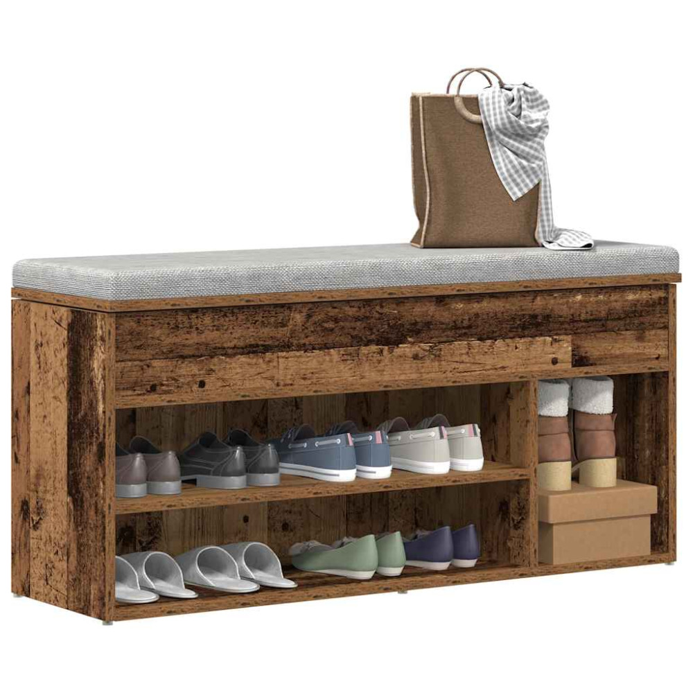 Produktbild för Skobänk gammalt trä 102x30,5x45 cm konstruerat trä