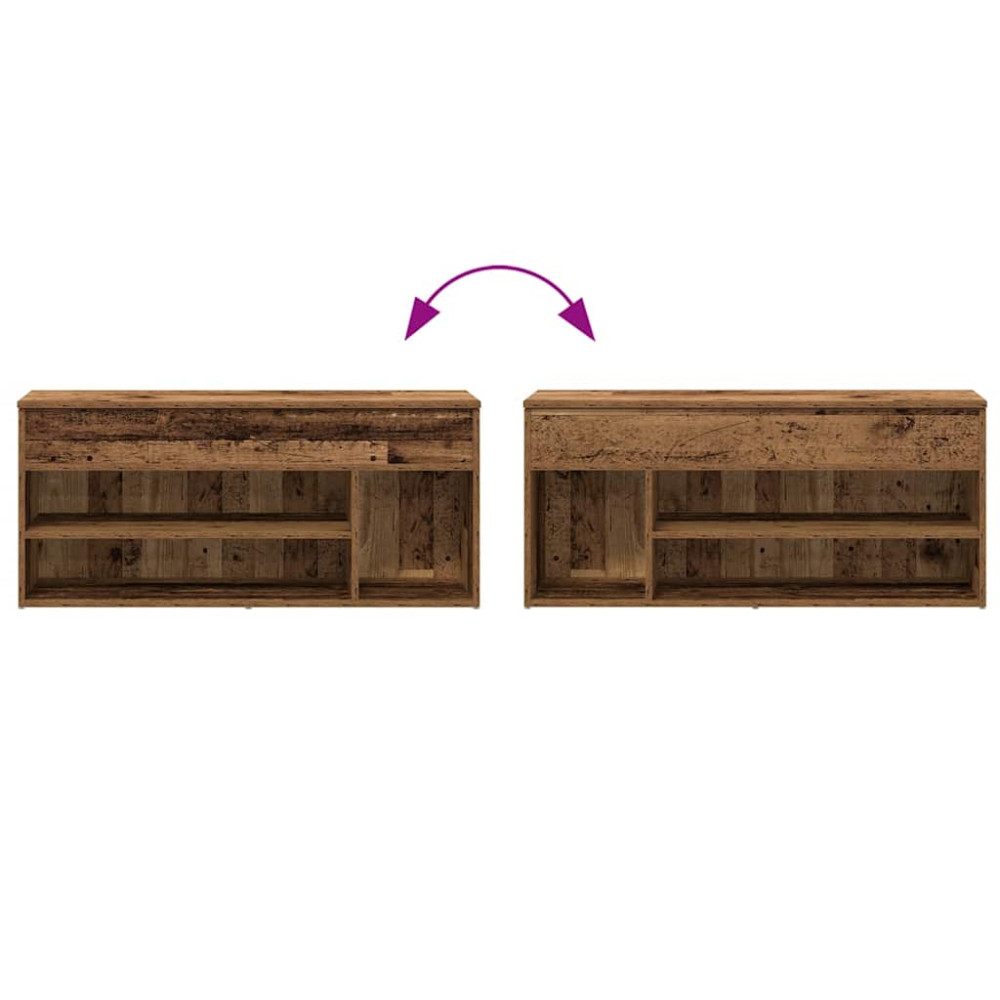 Produktbild för Skobänk gammalt trä 102x30,5x45 cm konstruerat trä