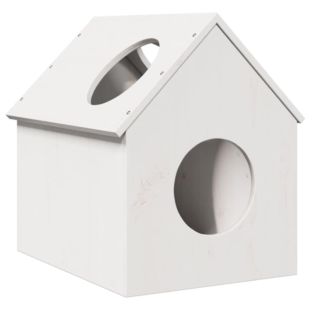 Produktbild för Katthus vit 41x50x50 cm massiv furu
