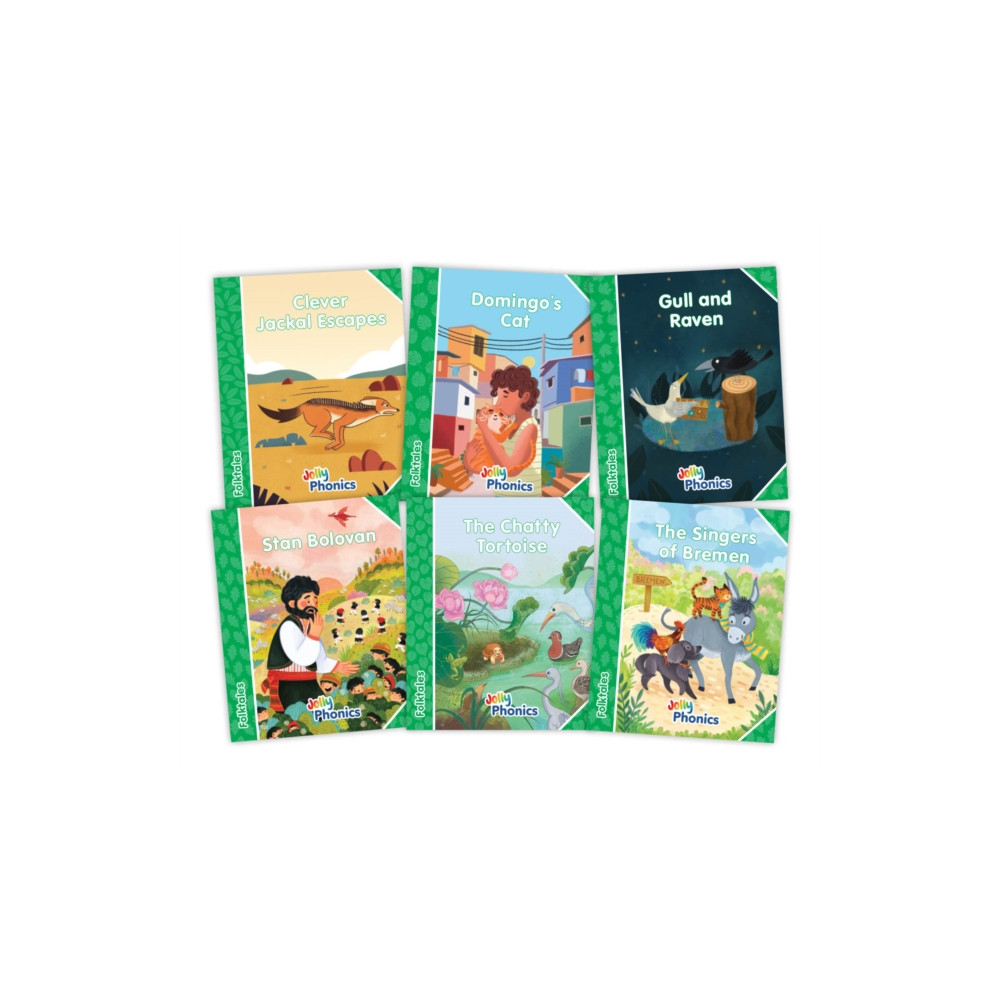 Produktbild för Jolly Phonics Folktales Green Readers (Level 3) Complete Set (1-6) (häftad, eng)