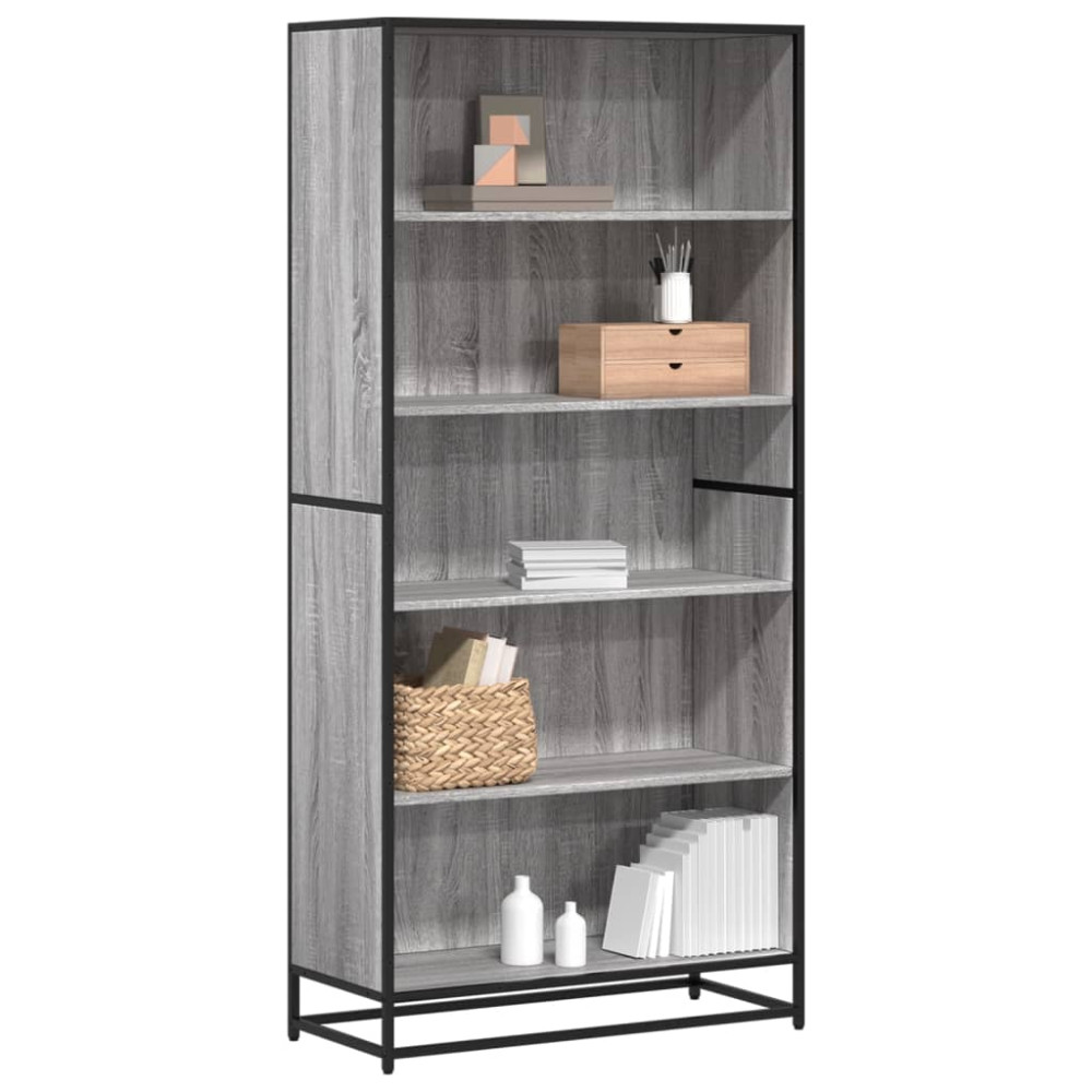 Produktbild för Bokhylla grå sonoma 80,5x35x170,5 cm konstruerat trä
