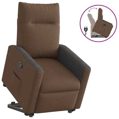 vidaXL Reclinerfåtölj med uppresningshjälp brun tyg