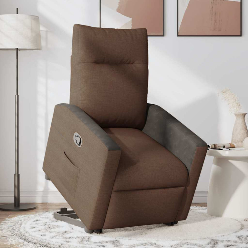 Produktbild för Reclinerfåtölj med uppresningshjälp brun tyg
