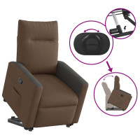 Produktbild för Reclinerfåtölj med uppresningshjälp brun tyg