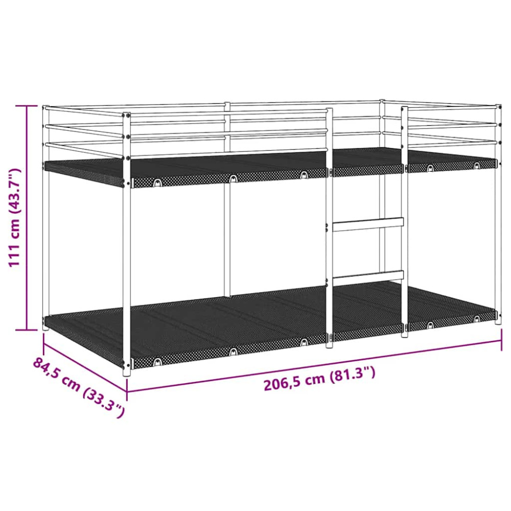 Produktbild för Våningssäng utan madrass vit 80x200 cm stål