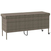 Produktbild för Dynbox på hjul grå 160x55x75 cm konstrottning