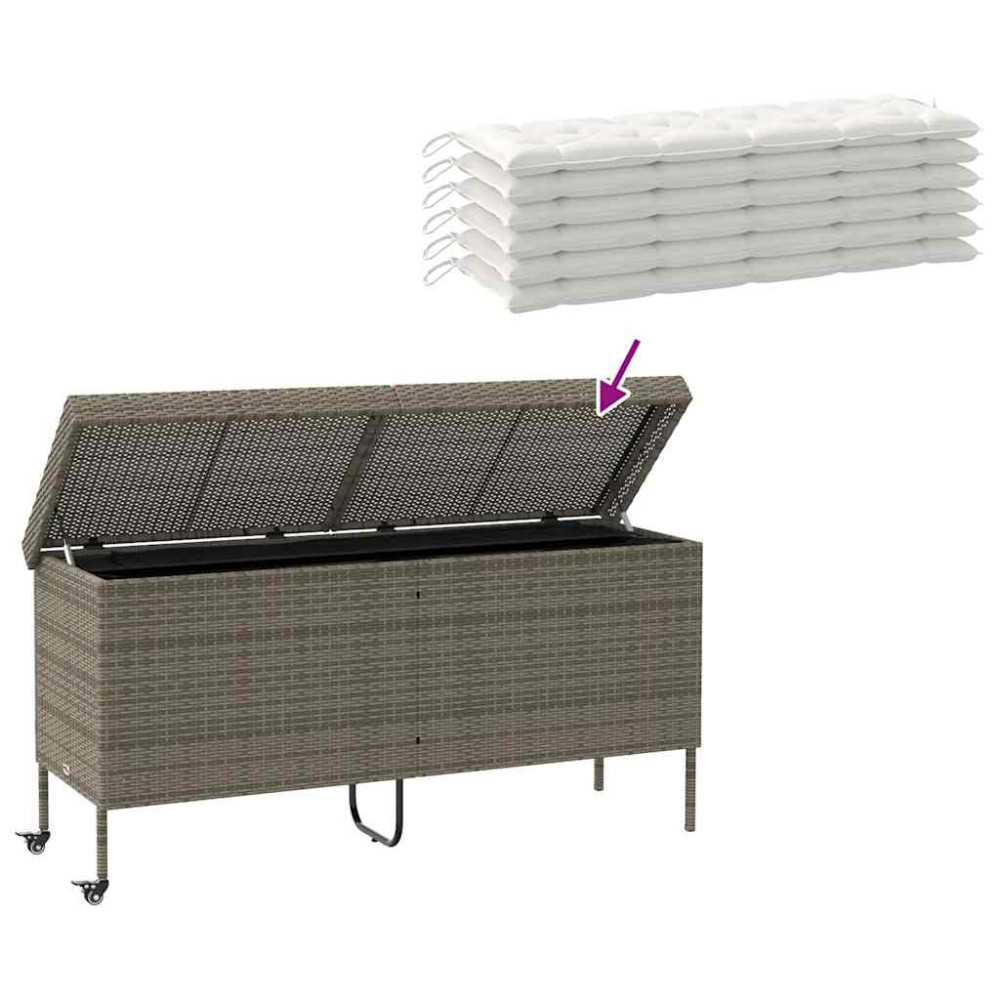 Produktbild för Dynbox på hjul grå 160x55x75 cm konstrottning
