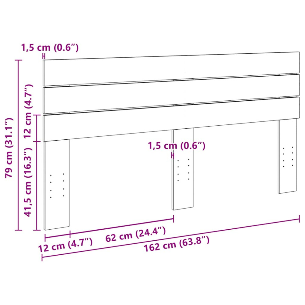 Produktbild för Sänggavel 160 cm massivt trä ek