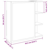 Produktbild för Spegelskåp för badrum åldrat trä 62,5x20,5x64cm konstruerat trä