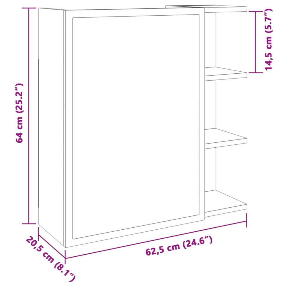 Produktbild för Spegelskåp för badrum artisan ek 62,5x20,5x64cm konstruerat trä