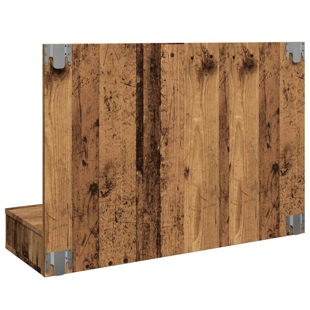 Produktbild för Spegelskåp med LED gammalt trä 90x31,5x62 cm
