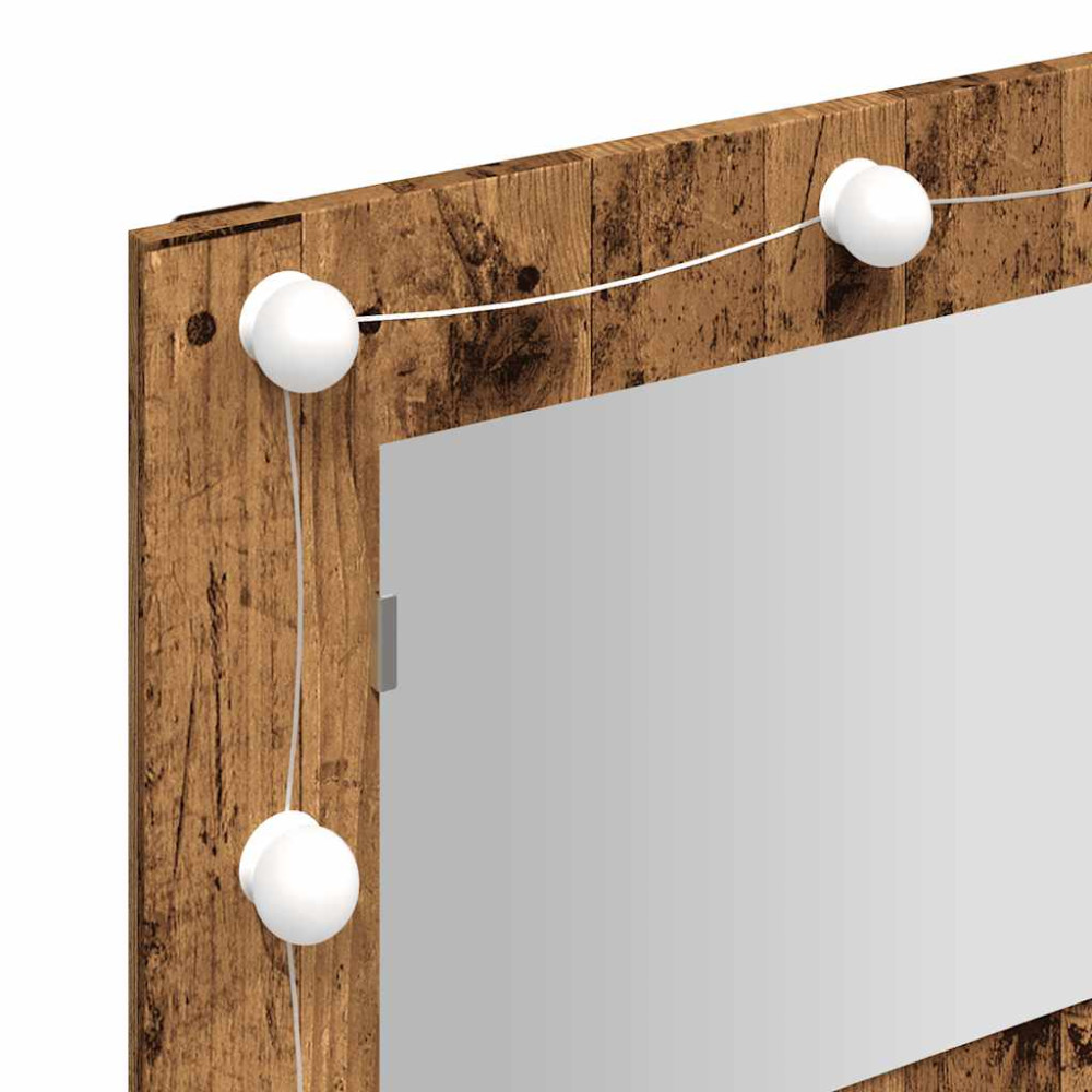 Produktbild för Spegelskåp med LED gammalt trä 90x31,5x62 cm