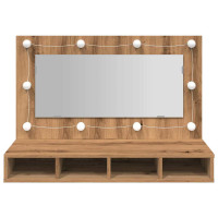 Produktbild för Spegelskåp med LED hantverksmässig ek 90x31,5x62 cm